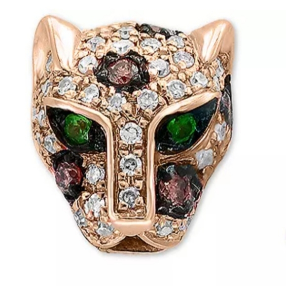Effy Jewelry - EFFY (single) Panther stud earring in 14K Rose gold with Diamonds & Tsavorite .